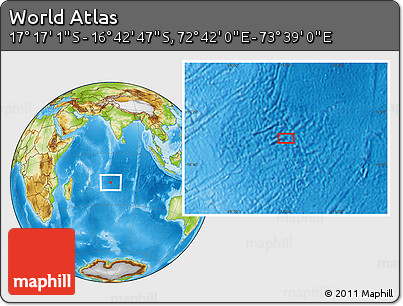 Physical Location Map of the Area around 16° 59' 54" S, 73° 10' 30" E