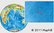 Physical Location Map of the area around 16° 59' 54" S, 73° 10' 30" E