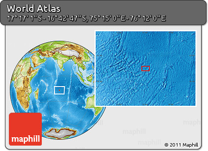 Physical Location Map of the Area around 16° 59' 54" S, 75° 43' 29" E