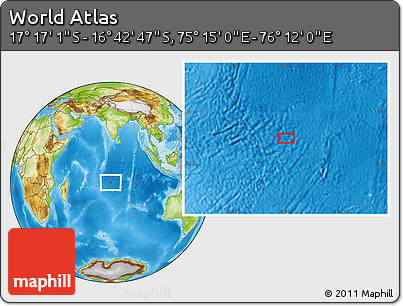 Physical Location Map of the Area around 16° 59' 54" S, 75° 43' 29" E