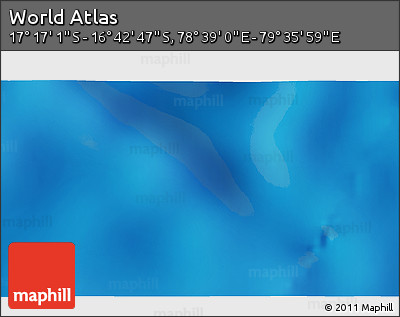 Physical 3D Map of the Area around 16° 59' 54" S, 79° 7' 30" E