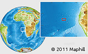 Physical Location Map of the area around 16° 59' 54" S, 7° 43' 29" E