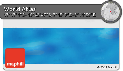 Physical Panoramic Map of the Area around 16° 59' 54" S, 7° 43' 29" E