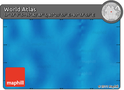 Physical Map of the Area around 16° 59' 54" S, 80° 49' 29" E