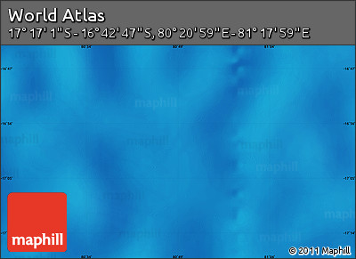 Physical Map of the Area around 16° 59' 54" S, 80° 49' 29" E