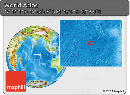 Physical Location Map of the Area around 16° 59' 54" S, 81° 40' 30" E