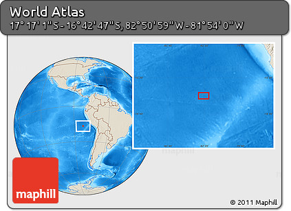 Shaded Relief Location Map of the Area around 16° 59' 54" S, 82° 22' 30" W