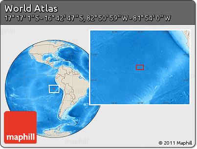 Shaded Relief Location Map of the Area around 16° 59' 54" S, 82° 22' 30" W