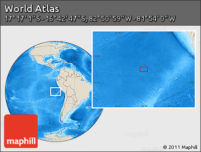 Shaded Relief Location Map of the Area around 16° 59' 54" S, 82° 22' 30" W