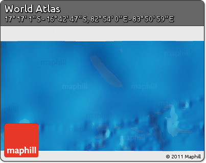 Physical 3D Map of the Area around 16° 59' 54" S, 83° 22' 30" E