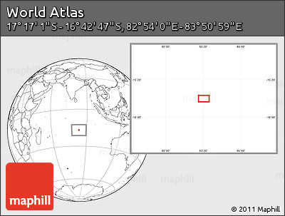 Blank Location Map of the Area around 16° 59' 54" S, 83° 22' 30" E