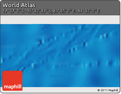 Physical 3D Map of the Area around 16° 59' 54" S, 84° 13' 29" E