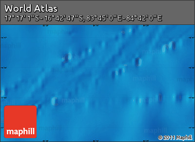 Shaded Relief Map of the Area around 16° 59' 54" S, 84° 13' 29" E