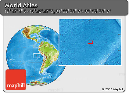 Physical Location Map of the Area around 16° 59' 54" S, 84° 4' 29" W