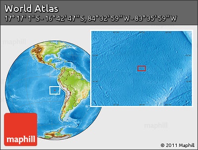 Physical Location Map of the Area around 16° 59' 54" S, 84° 4' 29" W