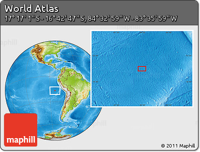 Physical Location Map of the Area around 16° 59' 54" S, 84° 4' 29" W