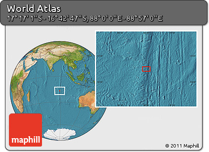 Satellite Location Map of the Area around 16° 59' 54" S, 88° 28' 29" E
