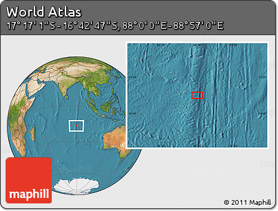 Satellite Location Map of the Area around 16° 59' 54" S, 88° 28' 29" E