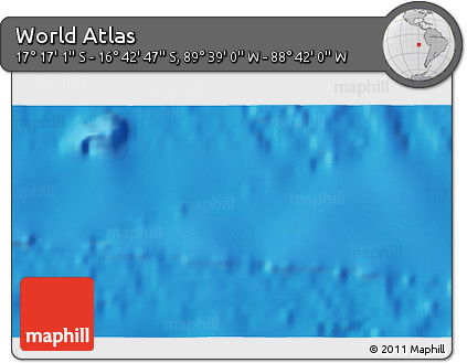 Physical 3D Map of the Area around 16° 59' 54" S, 89° 10' 30" W