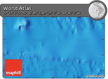 Shaded Relief Map of the Area around 16° 59' 54" S, 89° 10' 30" W