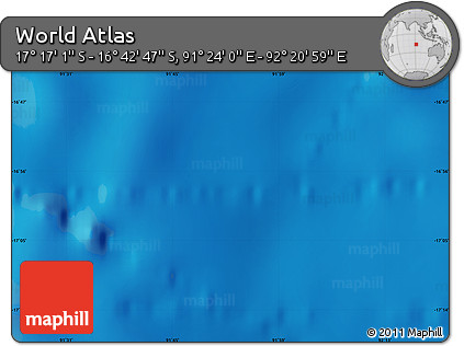 Physical Map of the Area around 16° 59' 54" S, 91° 52' 30" E