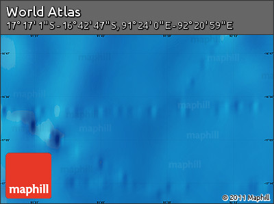 Physical Map of the Area around 16° 59' 54" S, 91° 52' 30" E
