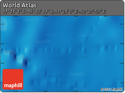 Physical Map of the Area around 16° 59' 54" S, 91° 52' 30" E