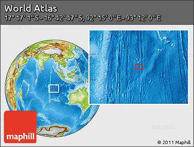 Physical Location Map of the Area around 16° 59' 54" S, 92° 43' 29" E