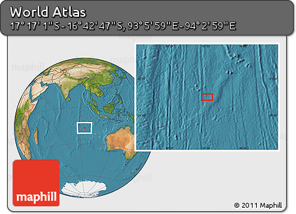 Satellite Location Map of the Area around 16° 59' 54" S, 93° 34' 29" E