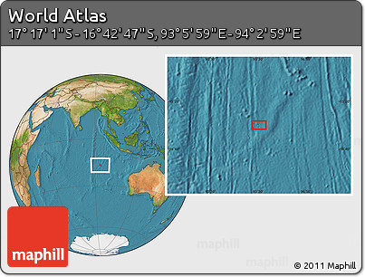 Satellite Location Map of the Area around 16° 59' 54" S, 93° 34' 29" E