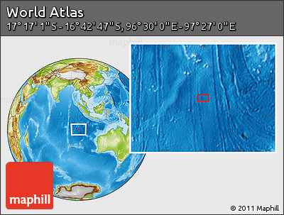 Physical Location Map of the Area around 16° 59' 54" S, 96° 58' 29" E