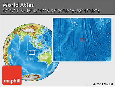 Physical Location Map of the Area around 16° 59' 54" S, 97° 49' 29" E