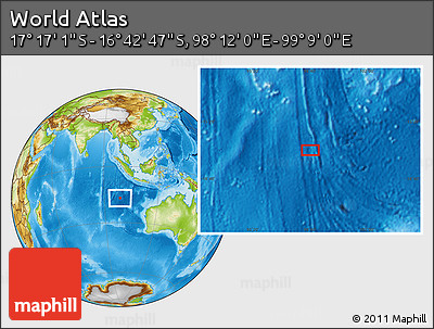 Physical Location Map of the Area around 16° 59' 54" S, 98° 40' 30" E