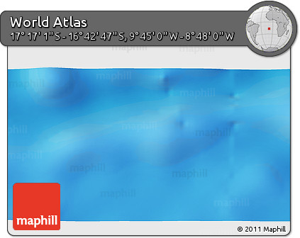Physical 3D Map of the Area around 16° 59' 54" S, 9° 16' 30" W