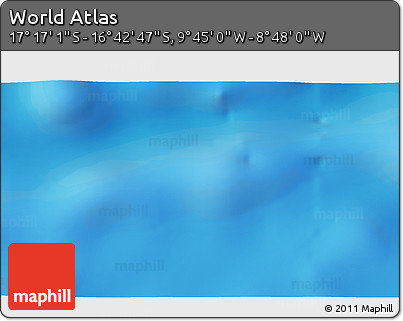 Physical 3D Map of the Area around 16° 59' 54" S, 9° 16' 30" W