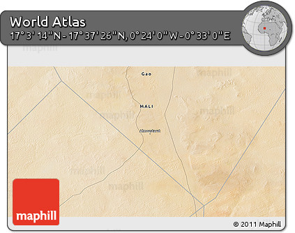 Satellite 3D Map of the Area around 17° 20' 20" N, 0° 4' 30" E