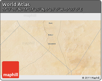 Satellite 3D Map of the Area around 17° 20' 20" N, 0° 4' 30" E