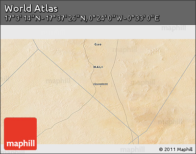 Satellite 3D Map of the Area around 17° 20' 20" N, 0° 4' 30" E