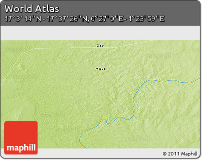 Physical 3D Map of the Area around 17° 20' 20" N, 0° 55' 29" E