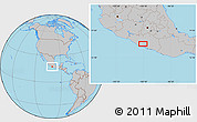 Gray Location Map of the area around 17° 20' 20" N, 100° 13' 29" W