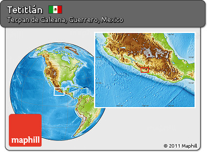 Physical Location Map of Tetitlán