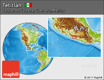 Physical Location Map of Tetitlán