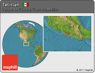Satellite Location Map of Tetitlán
