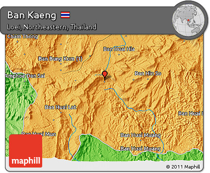 Political 3D Map of Ban Kaeng