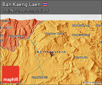 Political 3D Map of Ban Kaeng Laen
