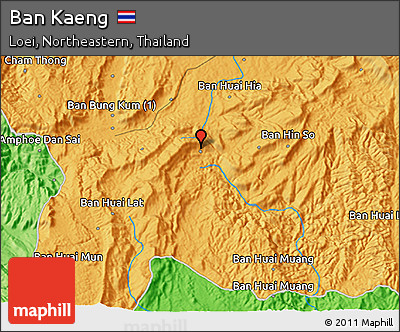Political 3D Map of Ban Kaeng