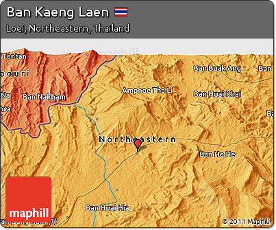 Political 3D Map of Ban Kaeng Laen