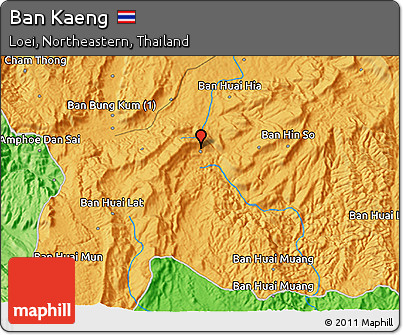 Political 3D Map of Ban Kaeng