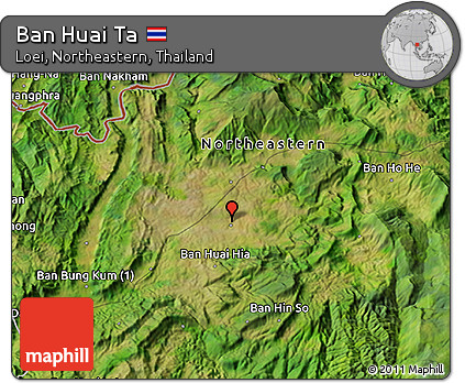 Satellite 3D Map of Ban Huai Ta