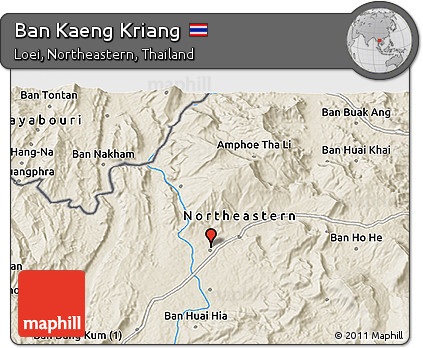 Shaded Relief 3D Map of Ban Kaeng Kriang